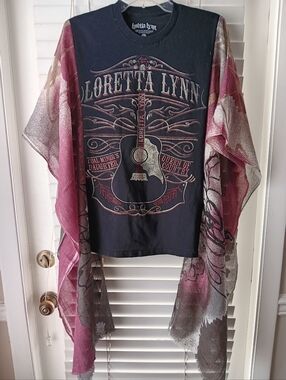 Upcycled Loretta Lynn Tshirt Poncho